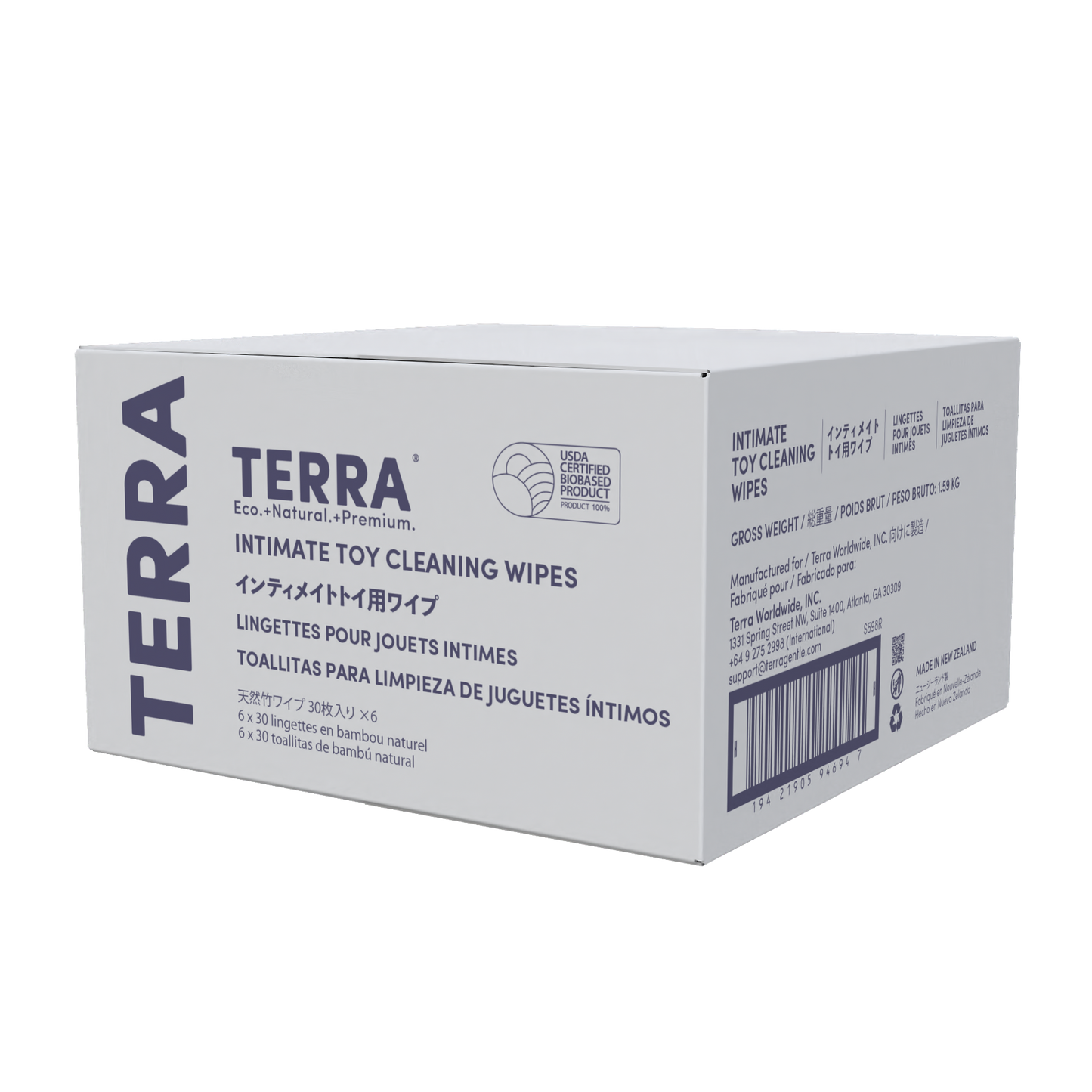 Terra Intimate Toy Cleaning Wipes 30s x 6 Carton Pack