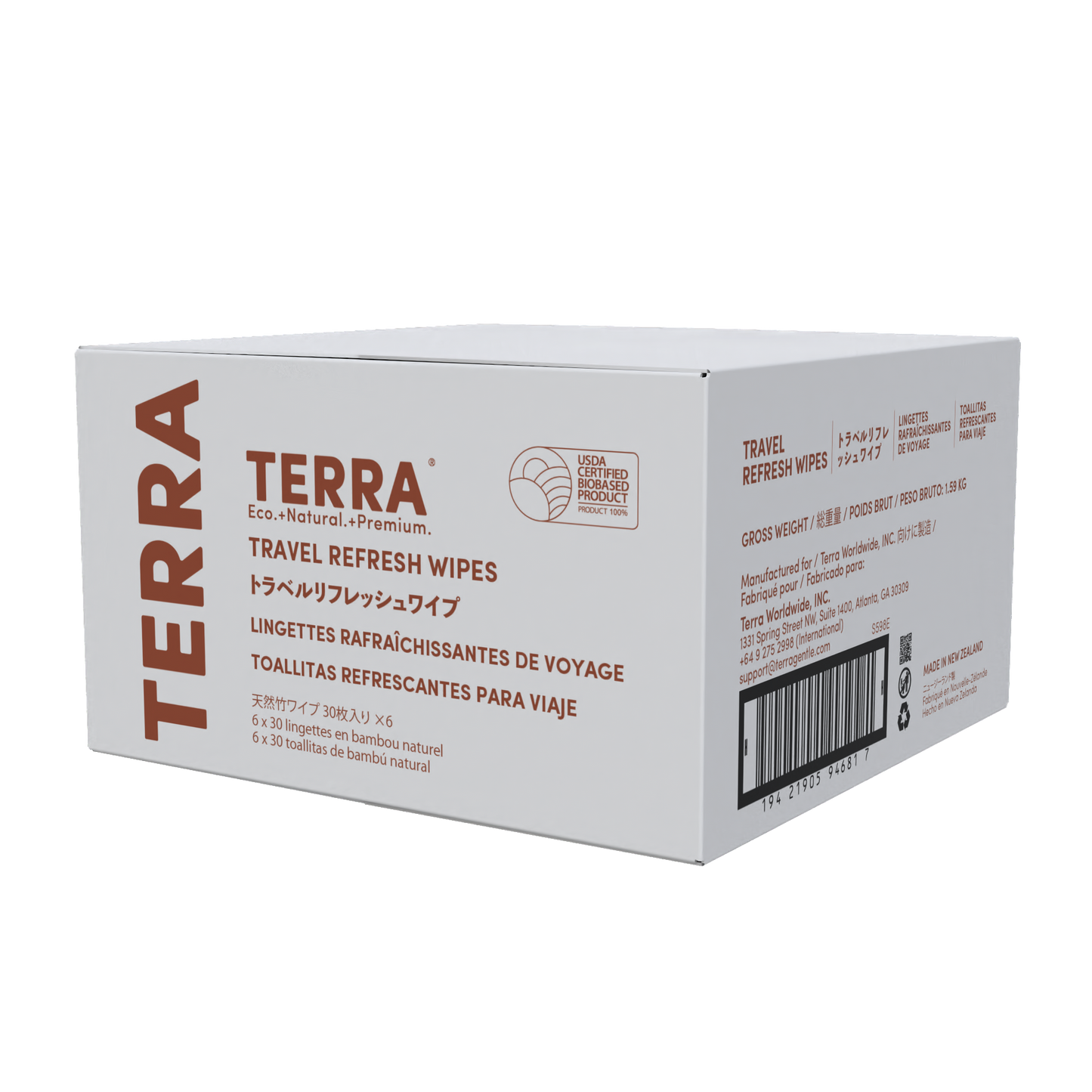 Terra Travel Refresh Wipes 30s x 6 Carton Pack